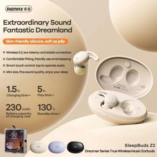 Бездротові навушники TWS REMAX Dreamer Series True Wireless Music Earbuds SleepBuds Z2 Beige (6954851209232) 4