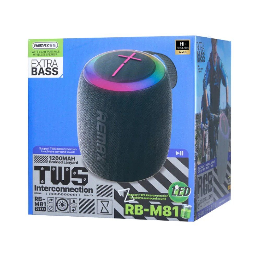 Портативна колонка REMAX RB-M81 Party Light Portable Wireless Speaker, 7W, Black (6972174156316) 2