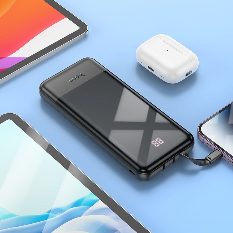 Зовнішній акумулятор HOCO J114 Charger power bank with cable and digital display(10000mAh) Black (6942007601856) 9
