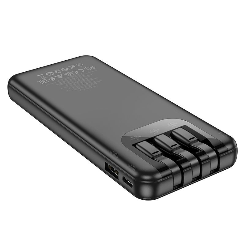 Зовнішній акумулятор HOCO J114 Charger power bank with cable and digital display(10000mAh) Black (6942007601856) 6