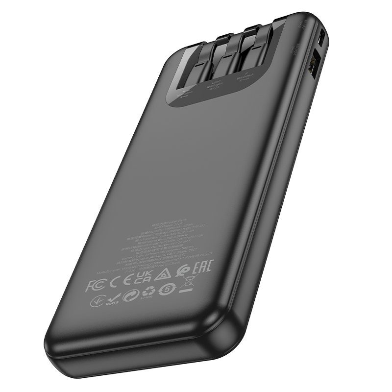 Зовнішній акумулятор HOCO J114 Charger power bank with cable and digital display(10000mAh) Black (6942007601856) 7
