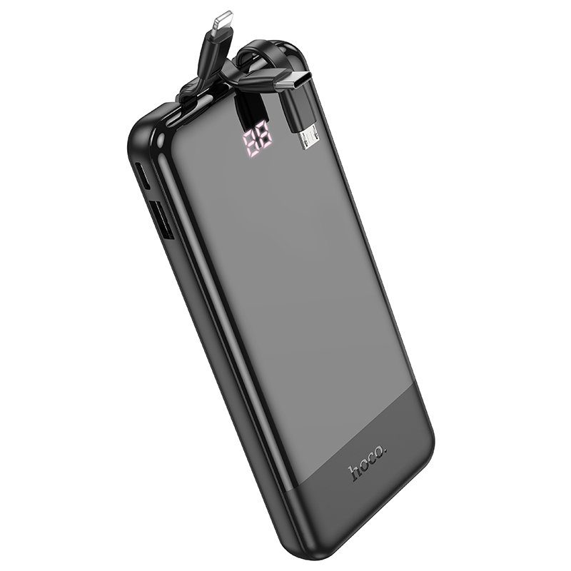 Зовнішній акумулятор HOCO J114 Charger power bank with cable and digital display(10000mAh) Black (6942007601856) 3