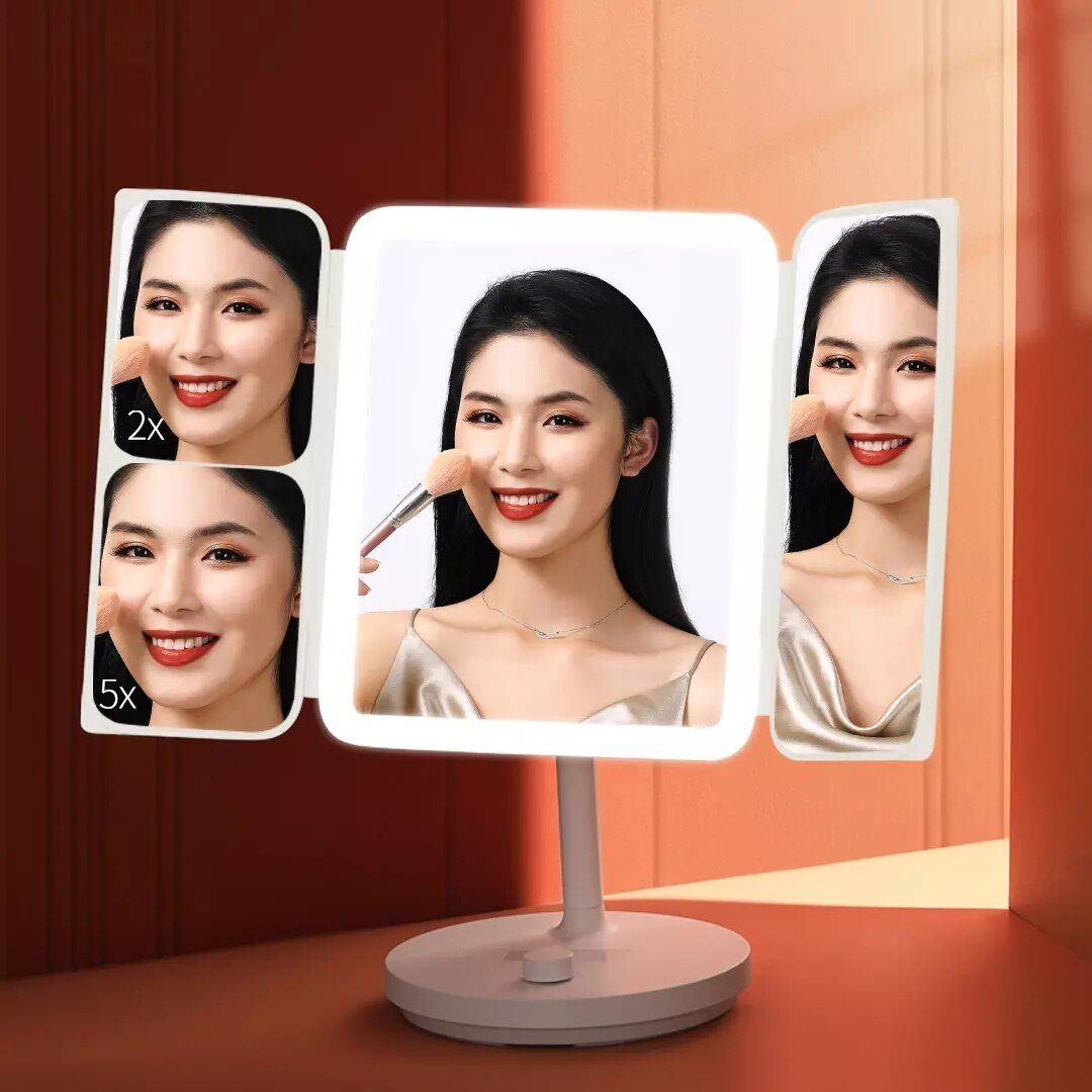 Дзеркало для макіяжу Xiaomi JordanLED table folding cosmetic mirror Pink (NV536) 5