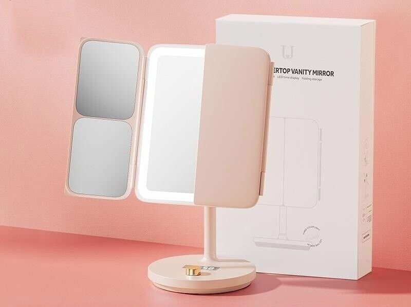 Дзеркало для макіяжу Xiaomi JordanLED table folding cosmetic mirror Pink (NV536) 2