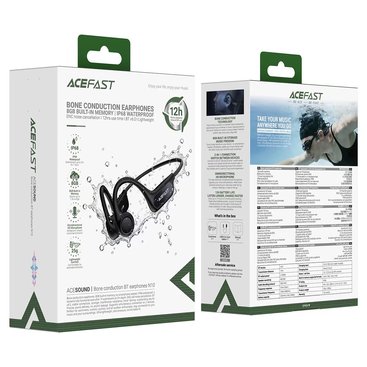 Бездротові спортивні навушники ACEFAST N10 bone conduction BT earphones, IP68, Black (6974316287018 ) 2