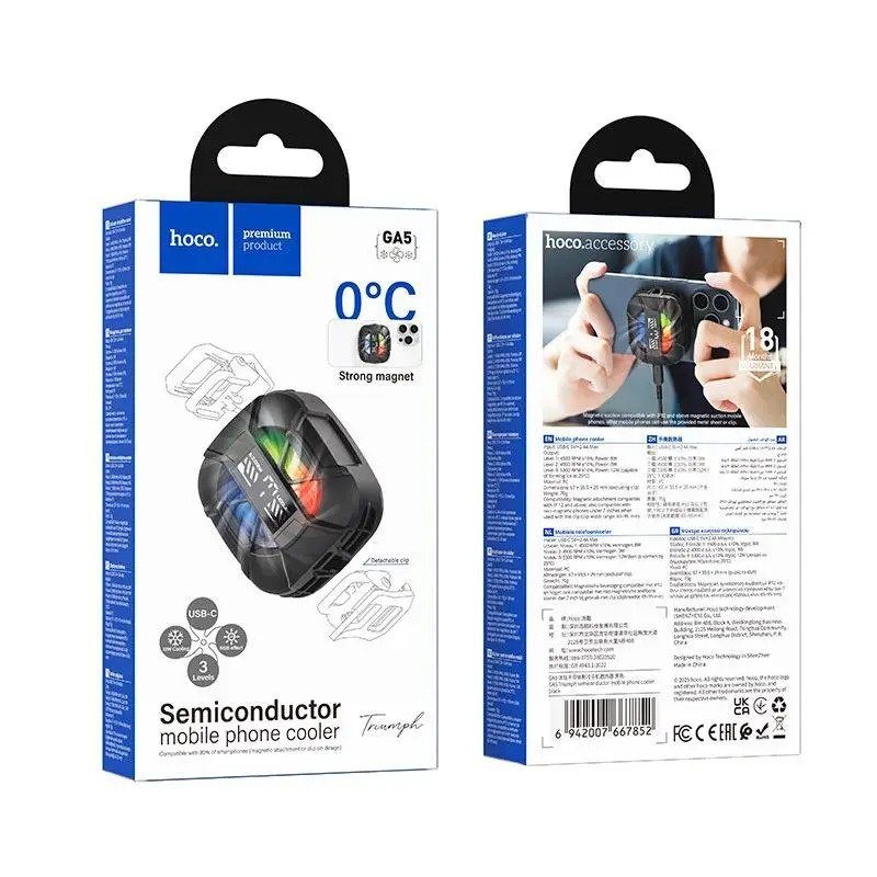 Мобільний кулер HOCO GA5 Triumph semiconductor mobile phone cooler Black (6942007667852) 2