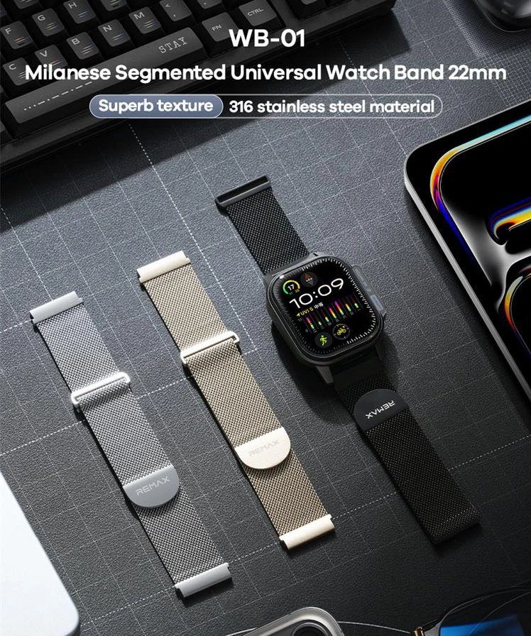 Ремінець для годинника  "REMAX Milanese double-section universal watch Band 22mm WB-01"  Black (6954851251866) 3