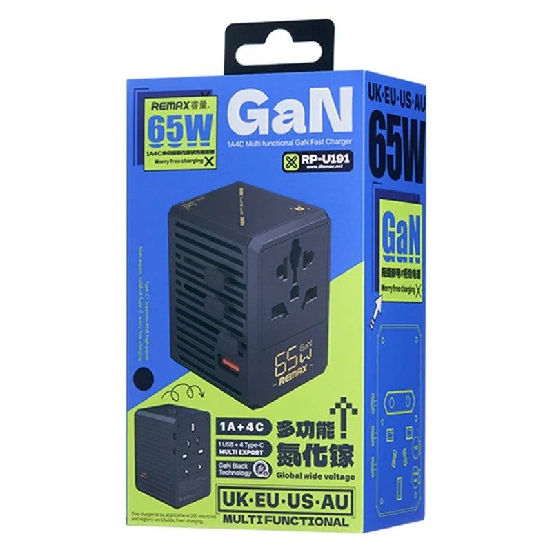 Мережевий зарядний пристрій REMAX 65W 1A4C Multifunctional GaN Fast Charger RP-U191 Black (6954851247456) 2