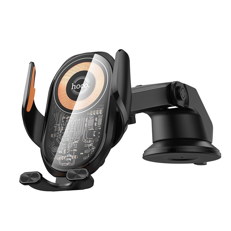 Автотримач для телефона з БЗП HOCO HW34 Blue whale 3-axis linkage wireless fast charging car holder(center console) (6942007652148) 6