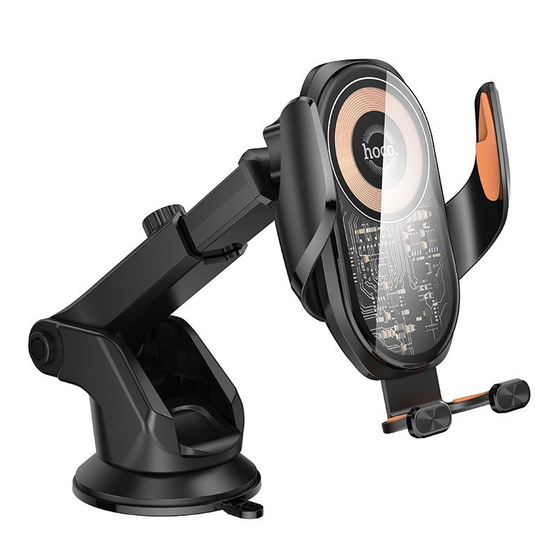 Автотримач для телефона з БЗП HOCO HW34 Blue whale 3-axis linkage wireless fast charging car holder(center console) (6942007652148) 5