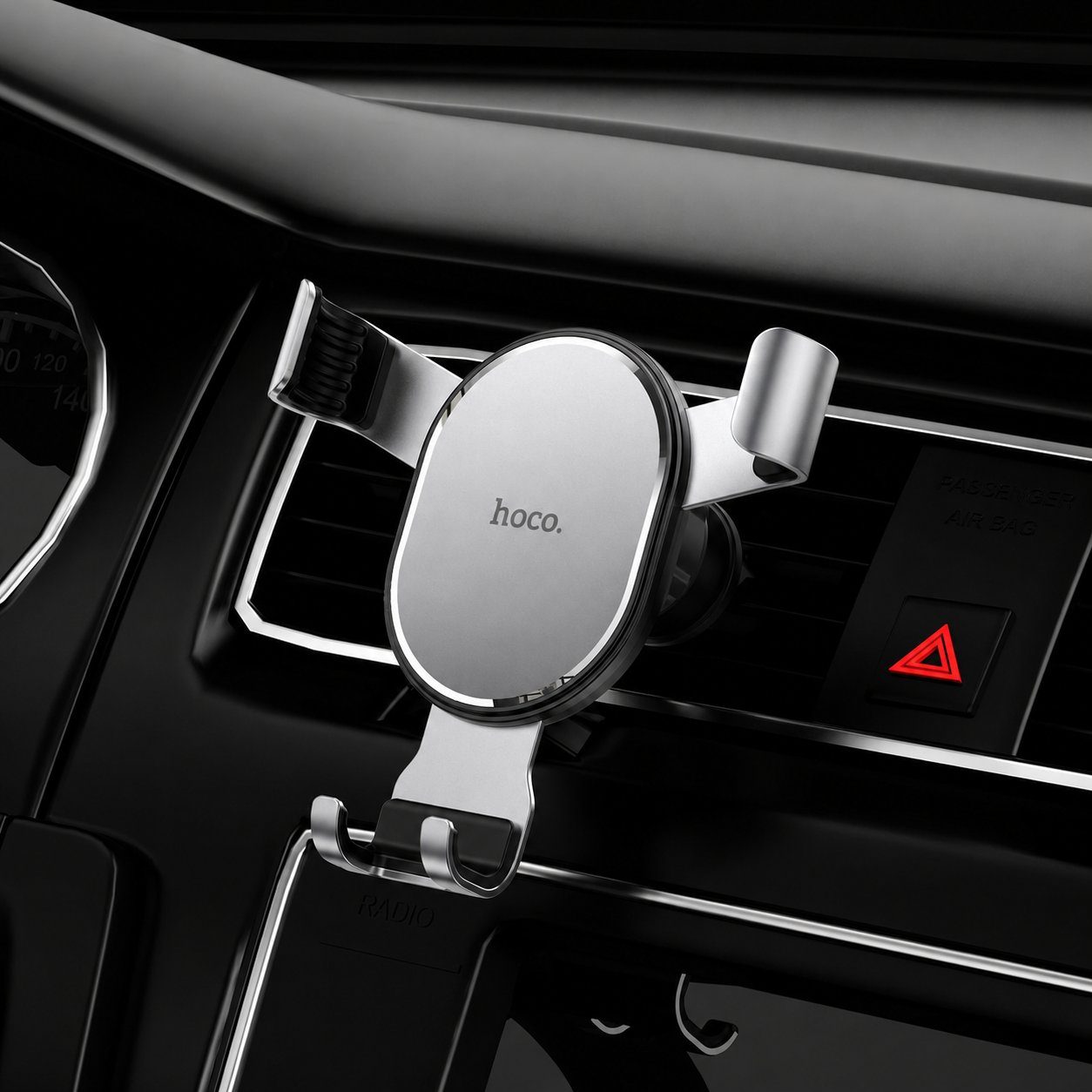 Автотримач для телефона HOCO CA56 Plus Armor metal gravity car holder Black Silver (6931474760296) 4