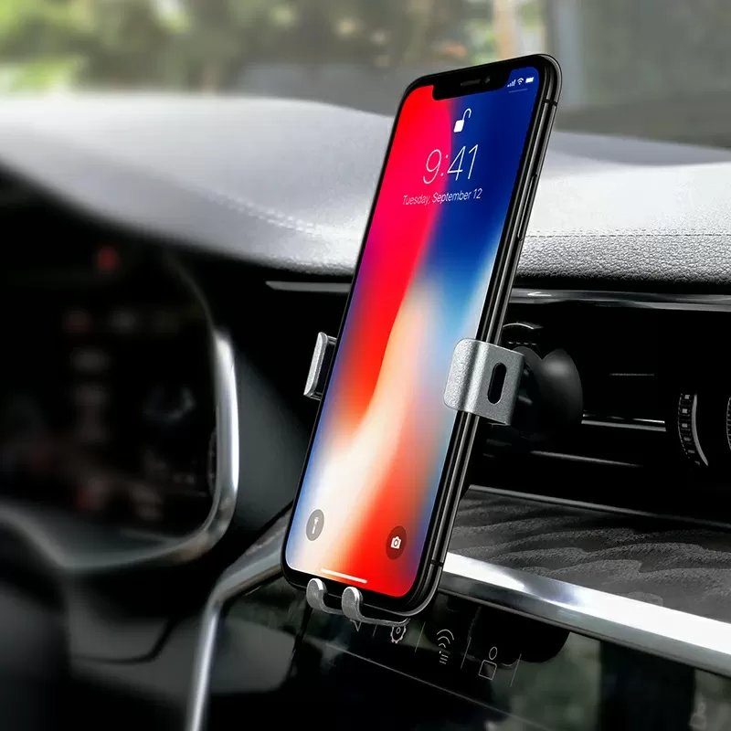 Автотримач для телефона HOCO CA56 Plus Armor metal gravity car holder Black Silver (6931474760296) 5