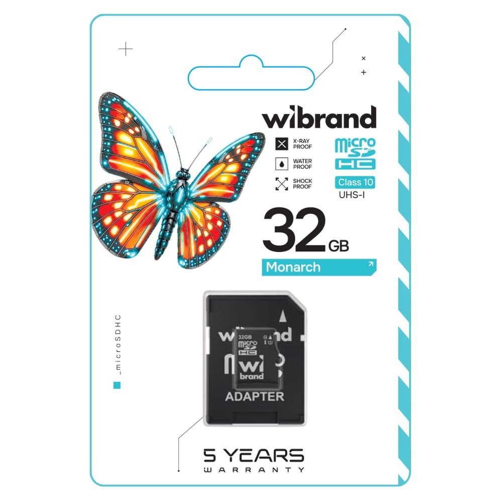 Карта пам'яті microSDHC (UHS-1) Wibrand 32Gb class 10 (adapter SD) (WICDHU1/32GB-A) 2