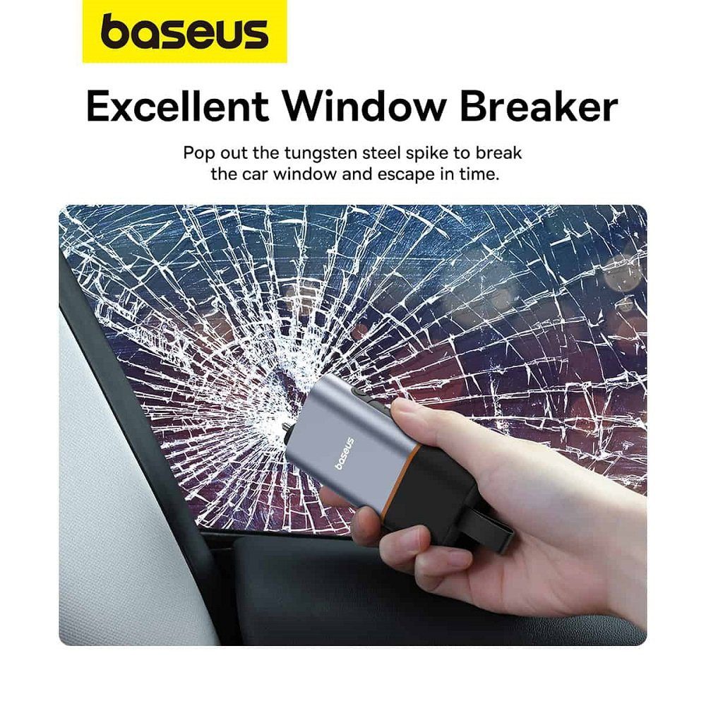 Автомобільний молоток Baseus Sharp Tool Safety Hammer (Window-breaking+Safety belt cutting） Dark gray (C10934401111-00) 10