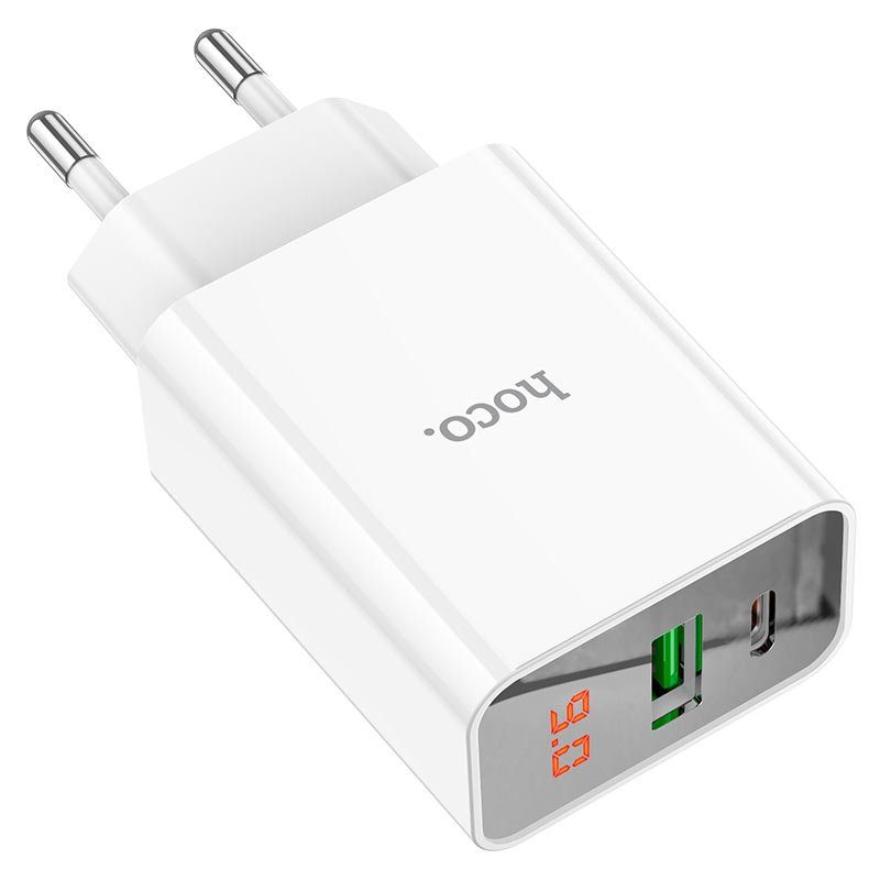 Мережевий зарядний пристрій HOCO C100A PD20W+QC3.0 charger with digital display White (6931474769800) 4