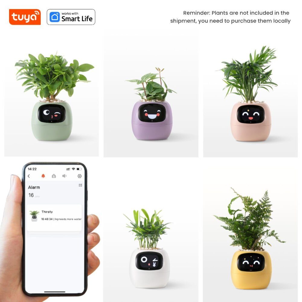Інтерактивний розумний горщик для рослин Ivy Smart Planter Tuya AI, Yellow (ISPTAY) 5