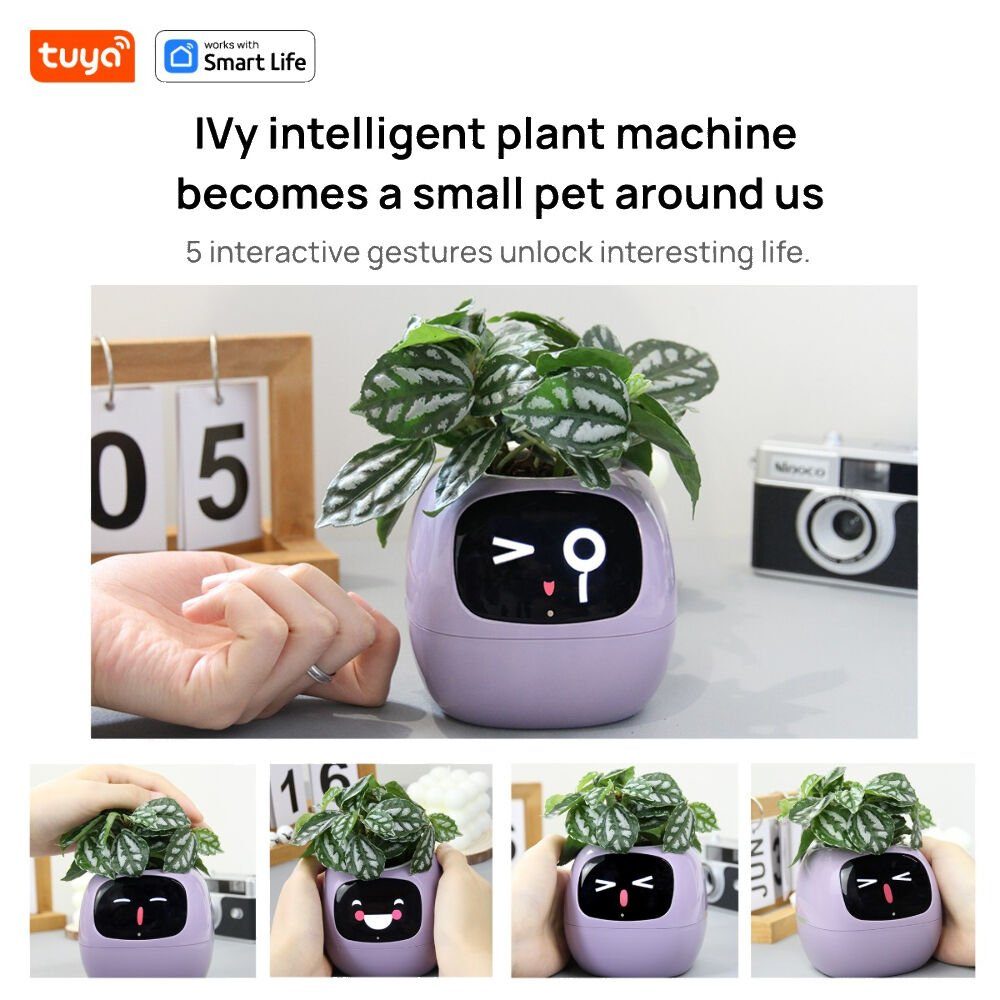 Інтерактивний розумний горщик для рослин Ivy Smart Planter Tuya AI, Yellow (ISPTAY) 7
