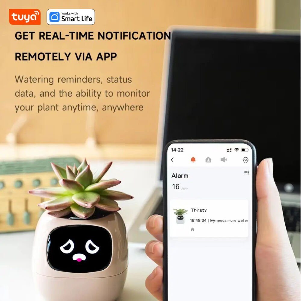 Інтерактивний розумний горщик для рослин Ivy Smart Planter Tuya AI, Yellow (ISPTAY) 4