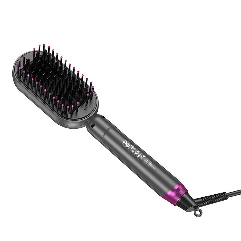 Гребінець для випрямлення волосся з цифровим дисплеєм HOCO HP44 Electric straightening hair comb with digital display(EU) Rose red (6942007631662) 6