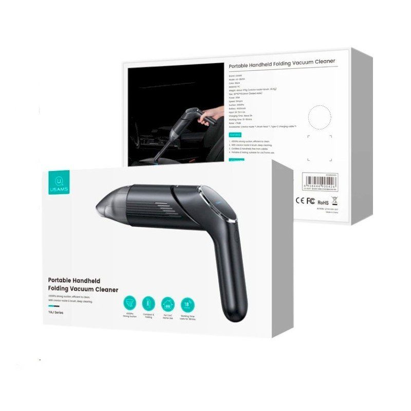 Автомобільний пилосос Usams US-ZB259 Portable Handheld Folding Vacuum Cleaner --YAJ Series Black (XCQZB25901) 2