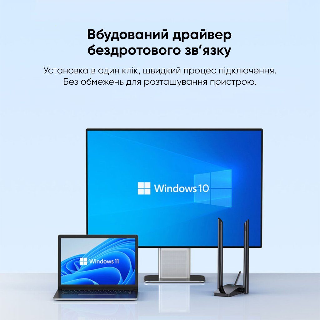 Адаптер Baseus FastJoy Series WiFi Adapter 1300Mbps（External Antenna）Cluster Black (B01317600111-05) 12