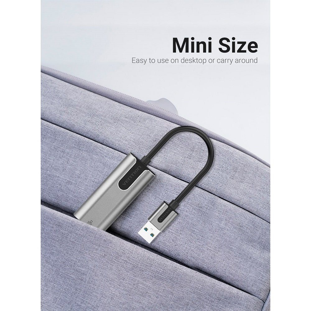 Адаптер Vention USB 3.0-A to Gigabit Ethernet Adapter Gray 0.15M Aluminum Alloy Type (CEWHB) (CEWHB) 10