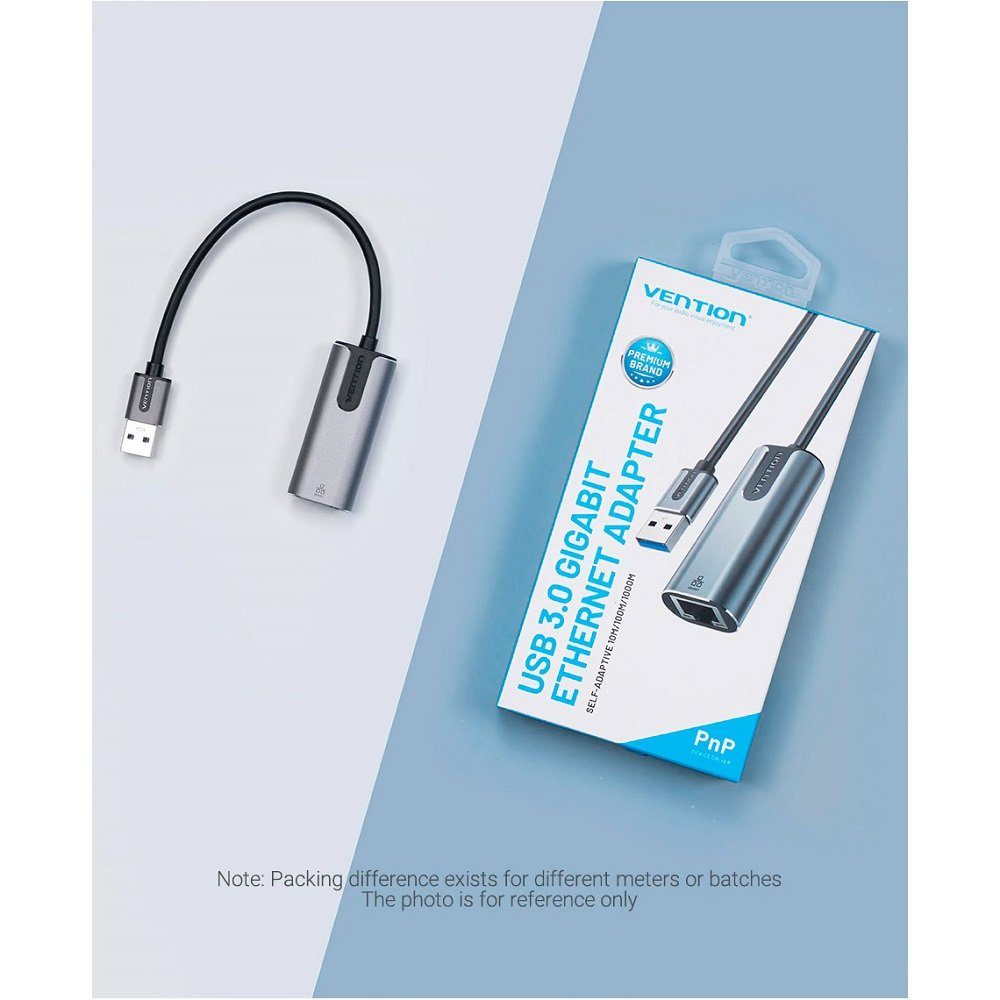 Адаптер Vention USB 3.0-A to Gigabit Ethernet Adapter Gray 0.15M Aluminum Alloy Type (CEWHB) (CEWHB) 11