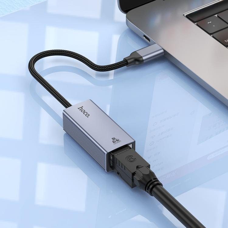 Мережевий адаптер HOCO UA37 Type-C ethernet adapter (1000 Mbps) Metal Gray (6942007647281) 5