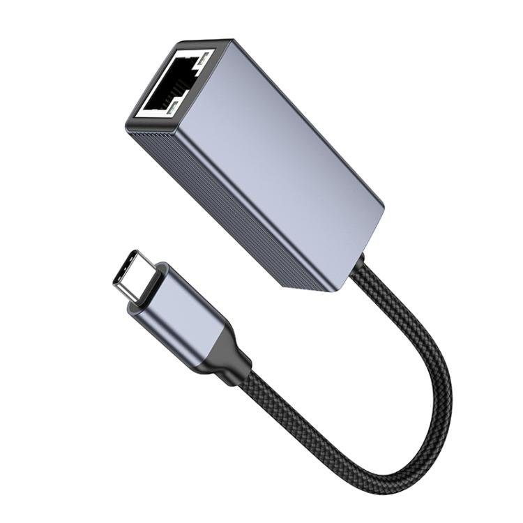Мережевий адаптер HOCO UA37 Type-C ethernet adapter (1000 Mbps) Metal Gray (6942007647281) 3