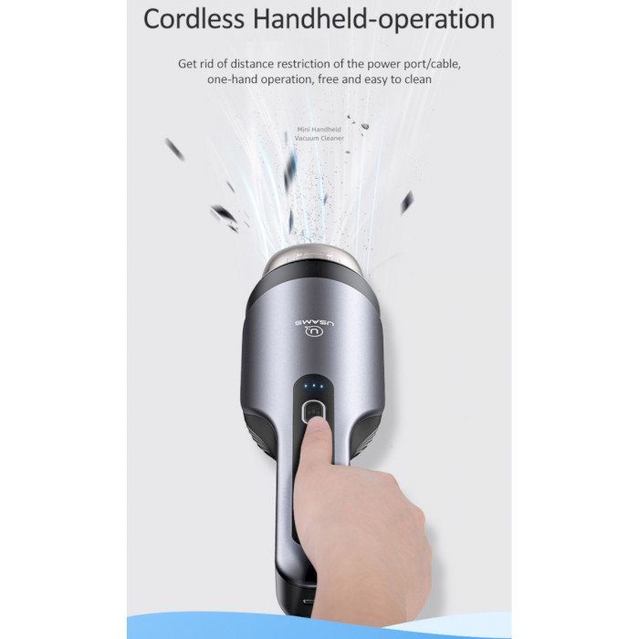 Автомобільний пилосос Usams US-ZB108-1 Mini Handheld Vacuum Cleaner Black (XCQZB10801) 6