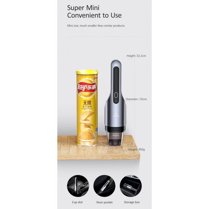 Автомобільний пилосос Usams US-ZB108-1 Mini Handheld Vacuum Cleaner Black (XCQZB10801) 2