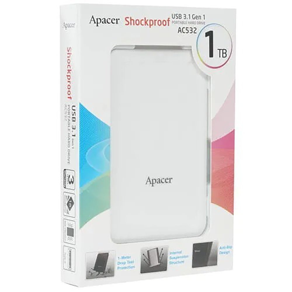 Зовнішній жорсткий диск PHD External 2.5'' Apacer USB 3.1 AC532 1TB White (AP1TBAC532W-1) 2