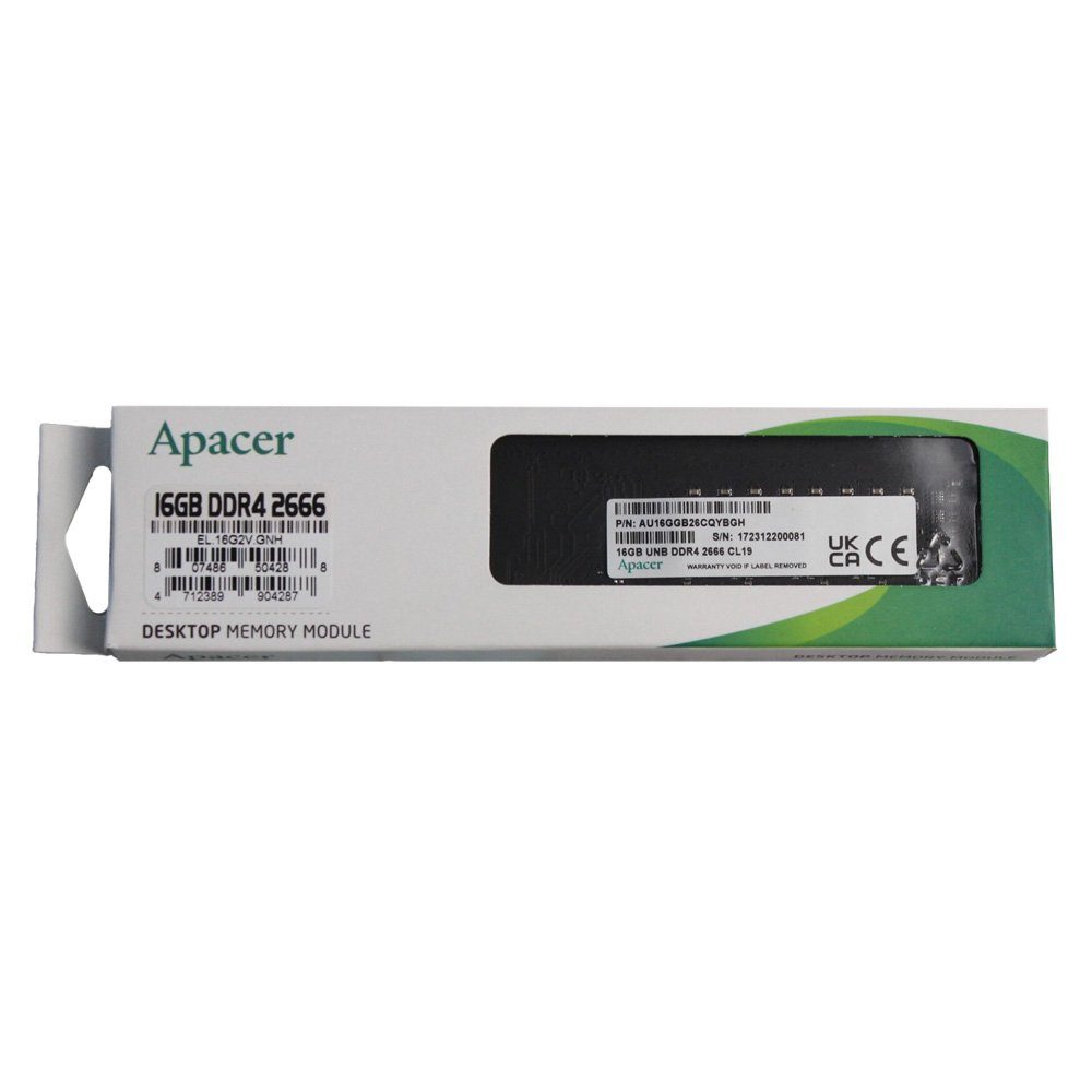 Оперативна пам'ять DDR4 Apacer 16GB 2666MHz CL19 1024x8 DIMM (EL.16G2V.GNH) 2