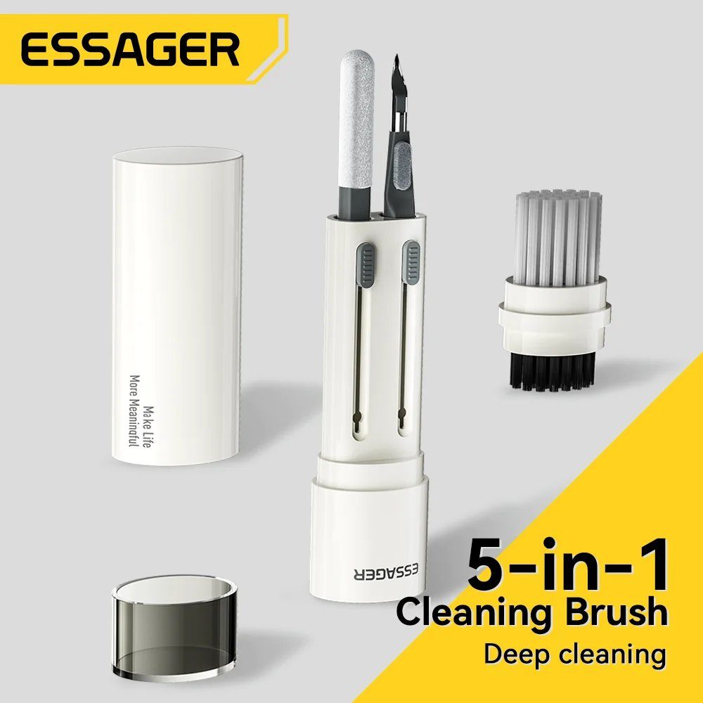 Набір для очистки девайсів ESSAGER 5 in 1 cleaning brush White and Grey (EQJ05-QF02) 7