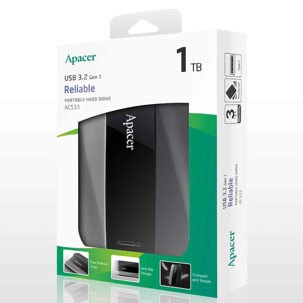 Зовнішній жорсткий диск PHD External 2.5'' Apacer USB 3.2 Gen 1 AC533 1TB Black (AP1TBAC533B-1) 2