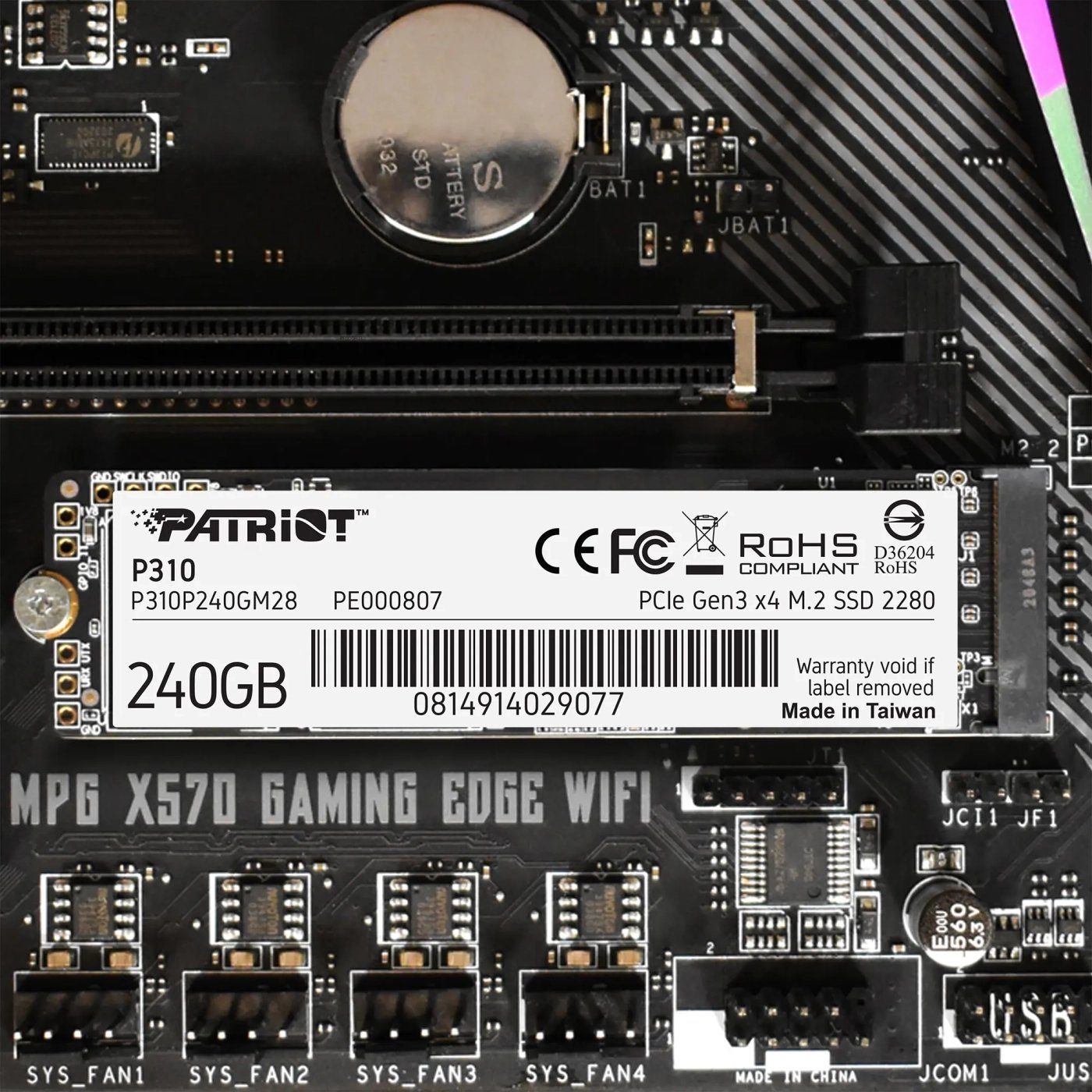 Накопичувач SSD M.2 Patriot P310 240GB NVMe 2280 PCIe 3.0 3D TLC (P310P240GM28) 7