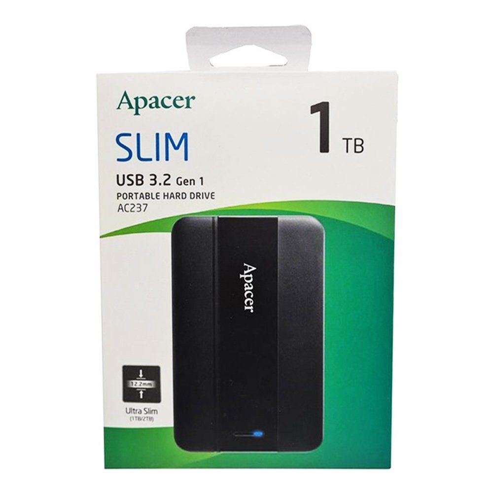 Зовнішній жорсткий диск PHD External 2.5'' Apacer USB 3.2 Gen. 1 AC237 1Tb Black (color box) (AP1TBAC237B-1) 2