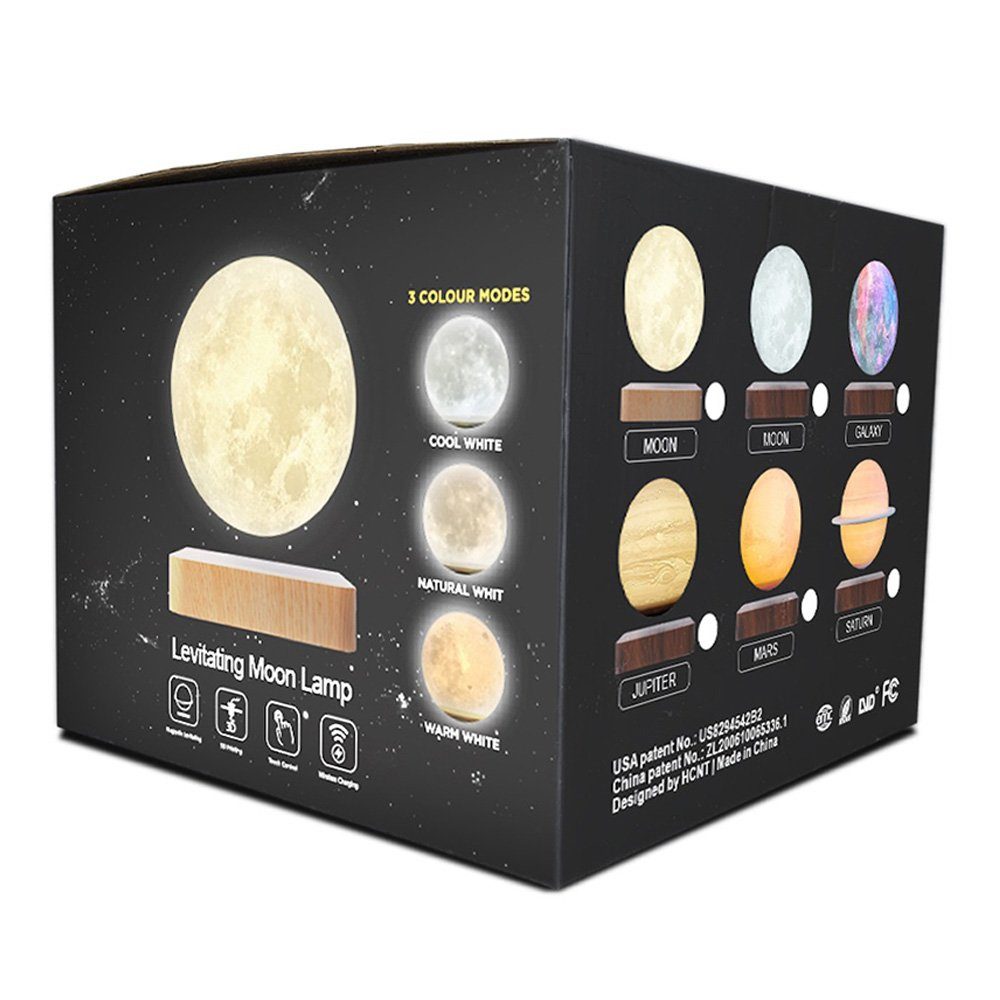 Магнітна левітаційна лампа HCNT Levitating Lamp Saturn Dark Wood Grain (SIM10-GW5-S) 2