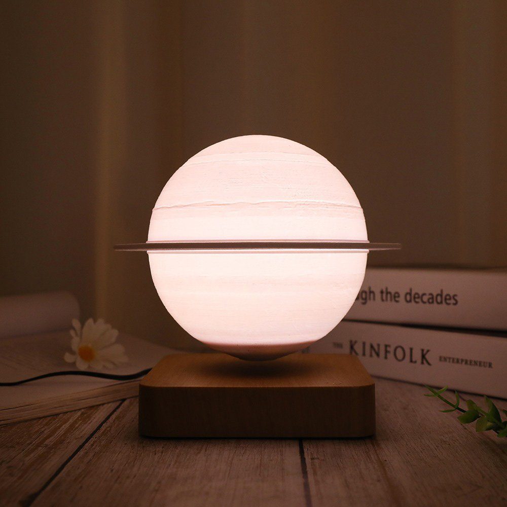 Магнітна левітаційна лампа HCNT Levitating Lamp Saturn Dark Wood Grain (SIM10-GW5-S) 4