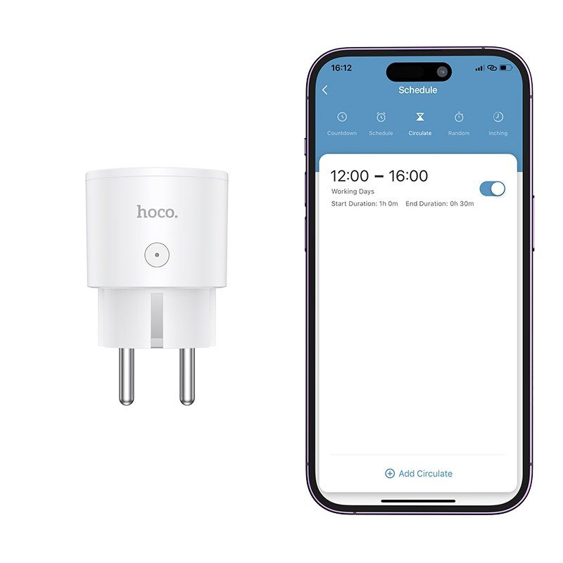 Смарт розетка HOCO AC16 Veloz smart socket(EU/GER) White (6942007616959) 6
