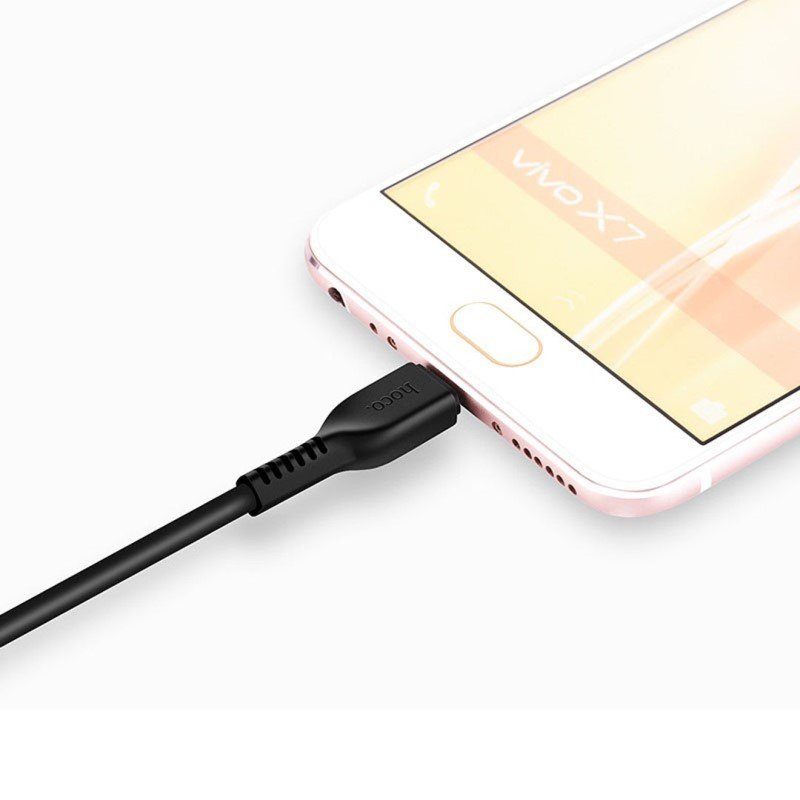 Кабель HOCO X20 USB to Micro 2.4A, 1m, PVC, TPE connectors, Black (6957531068822) 3