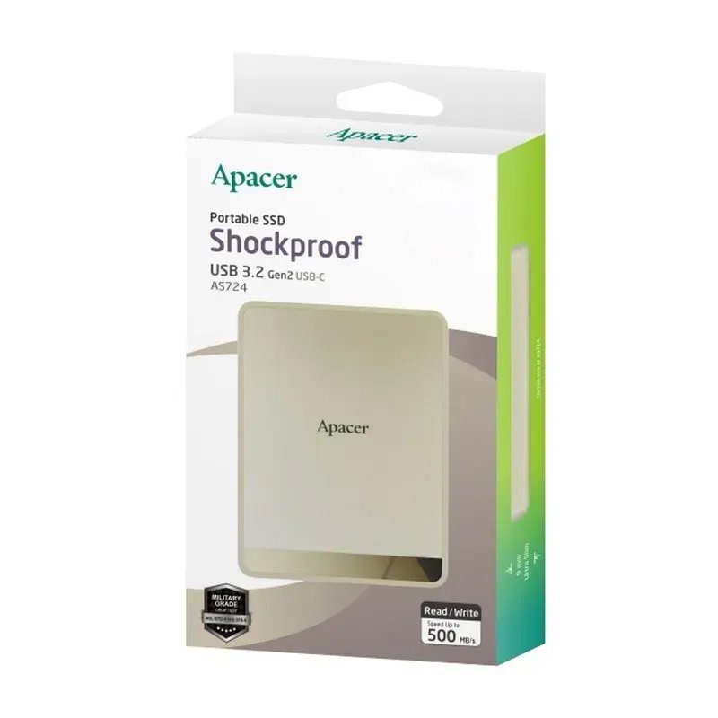 Портативний SSD Apacer AS724 512 GB USB 3.2 Gen.2 Type-C Read/Write 500MB/s Cream (AP512GAS724C-1) 2