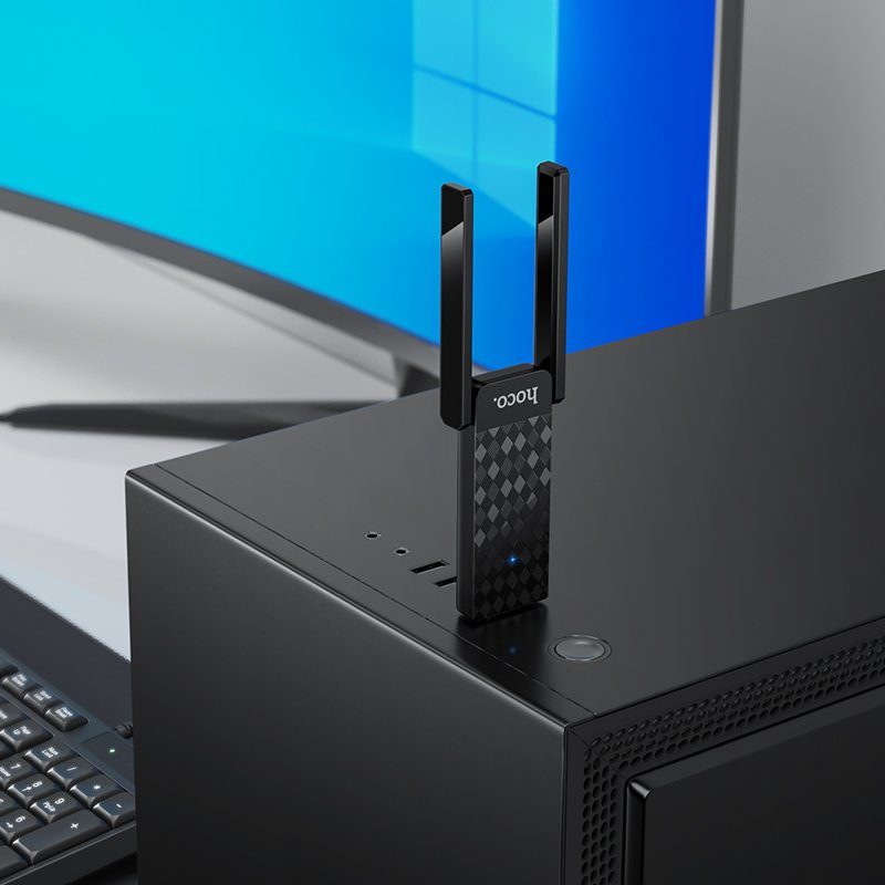Антена Wi-Fi HOCO HI34 WiFi6 USB external dual antenna wireless network card Black (6942007659680) 8