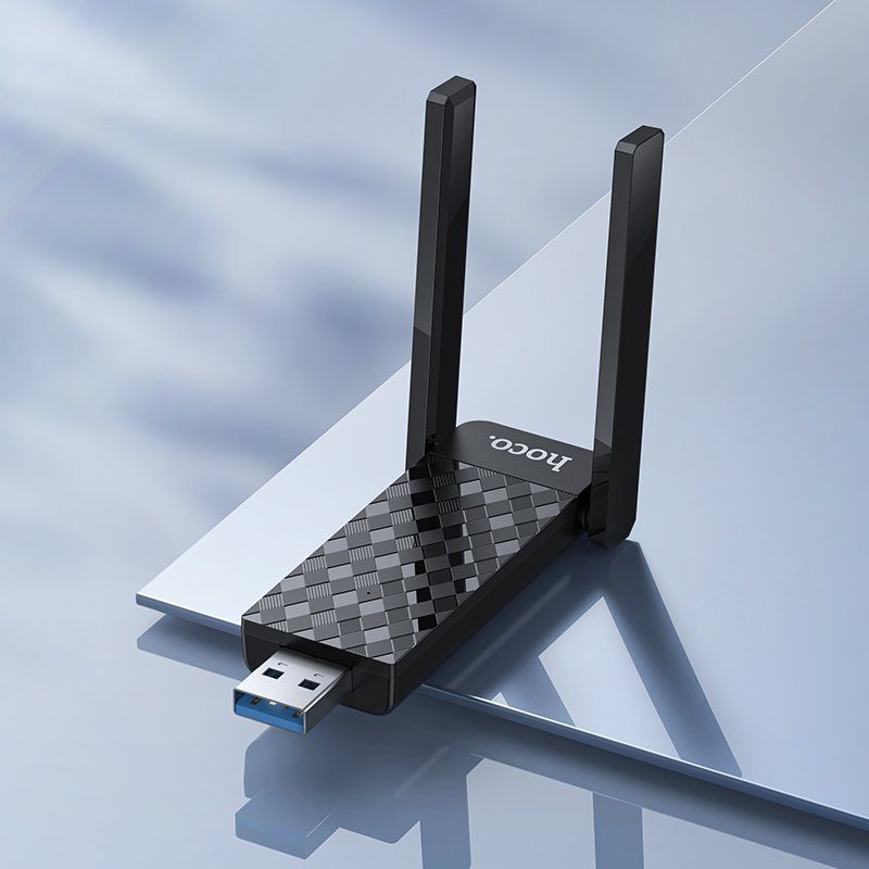 Антена Wi-Fi HOCO HI34 WiFi6 USB external dual antenna wireless network card Black (6942007659680) 9