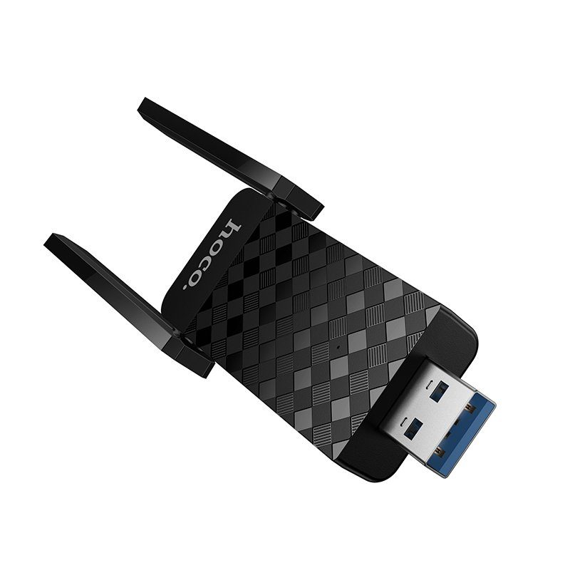 Антена Wi-Fi HOCO HI34 WiFi6 USB external dual antenna wireless network card Black (6942007659680) 5