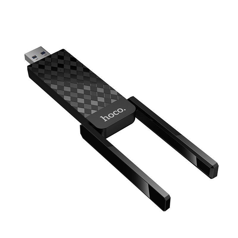 Антена Wi-Fi HOCO HI34 WiFi6 USB external dual antenna wireless network card Black (6942007659680) 4