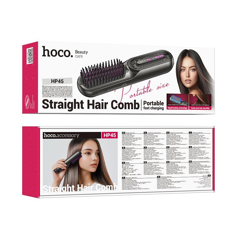 Гребінець для випрямлення волосся HOCO HP45 Heating straight hair comb Gray (6942007654593) 2