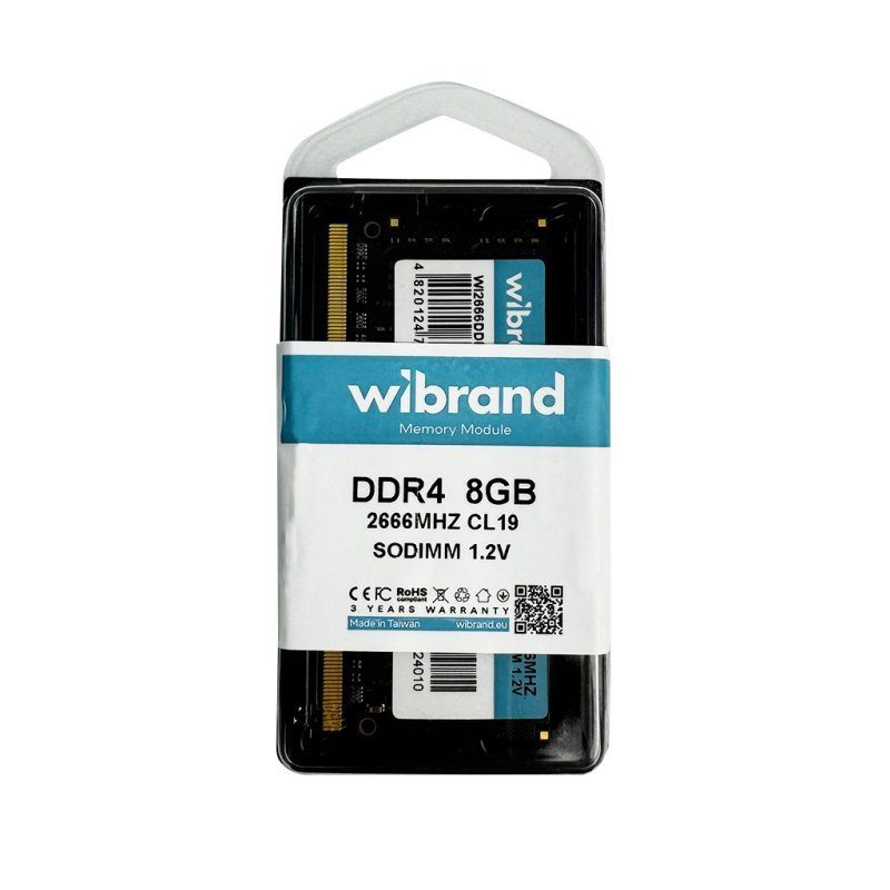 Оперативна пам'ять DDR4 Wibrand 8GB 2666MHz CL19 SODIMM (WI2666DDR4S/8GB) 2