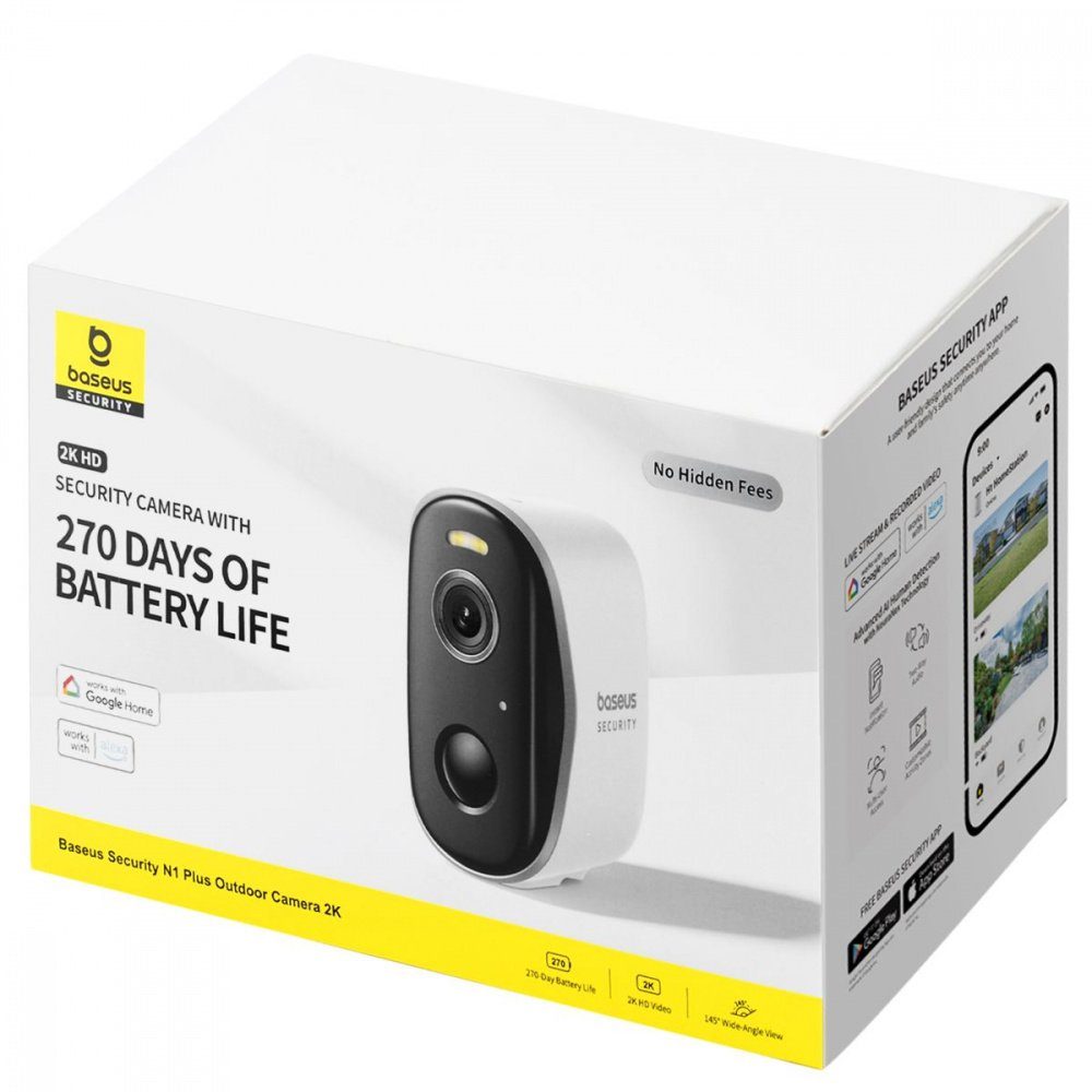 Додаткова IP-камера відеоспостереження Baseus Security N1 Plus Outdoor Camera 2K White (S0TZ002130) 2
