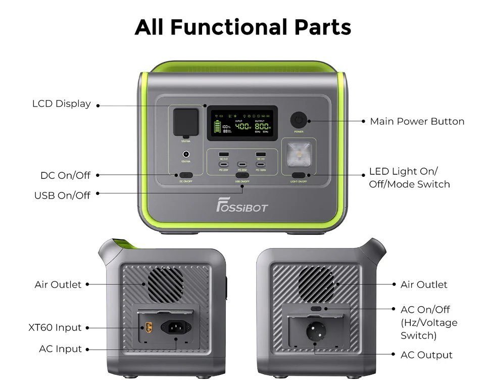 Портативна зарядна станція Fossibot F800 Green (F800) 6
